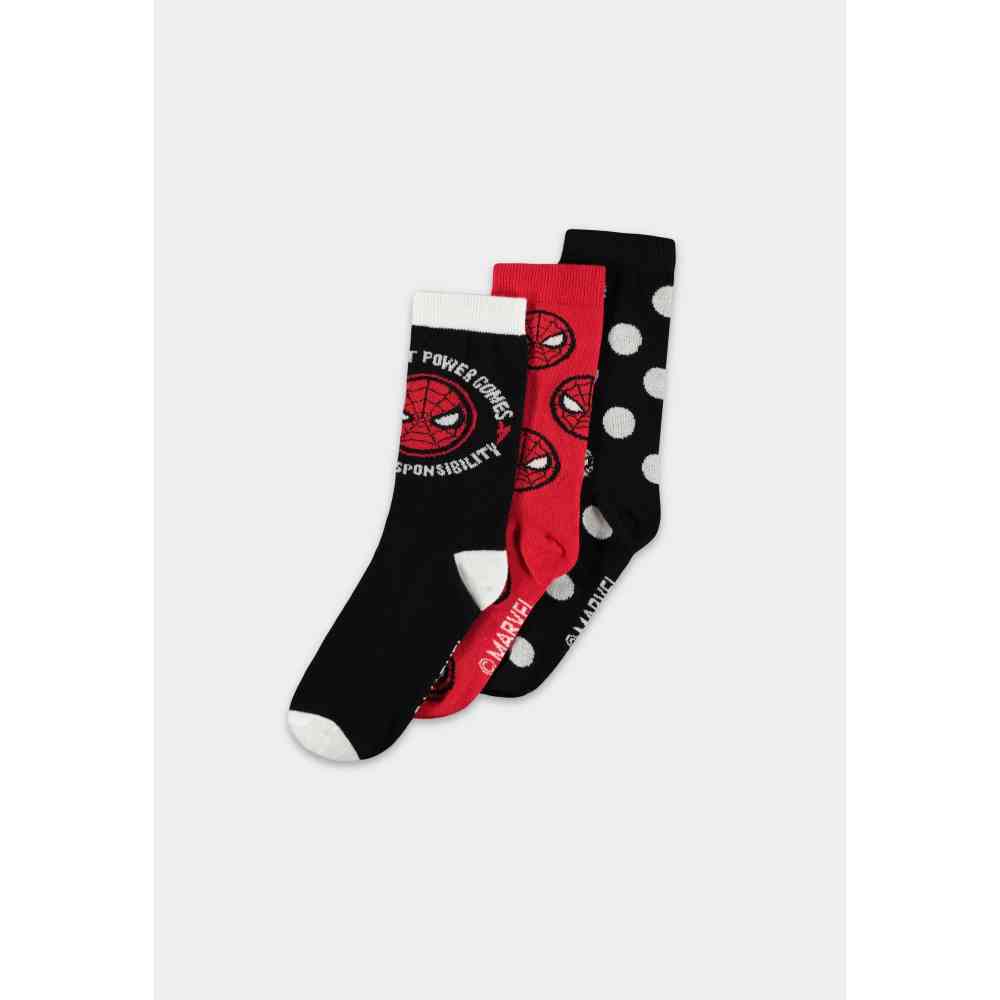 Marvel Spider-Man - Set van 3 Chaussettes - Noir/Rouge